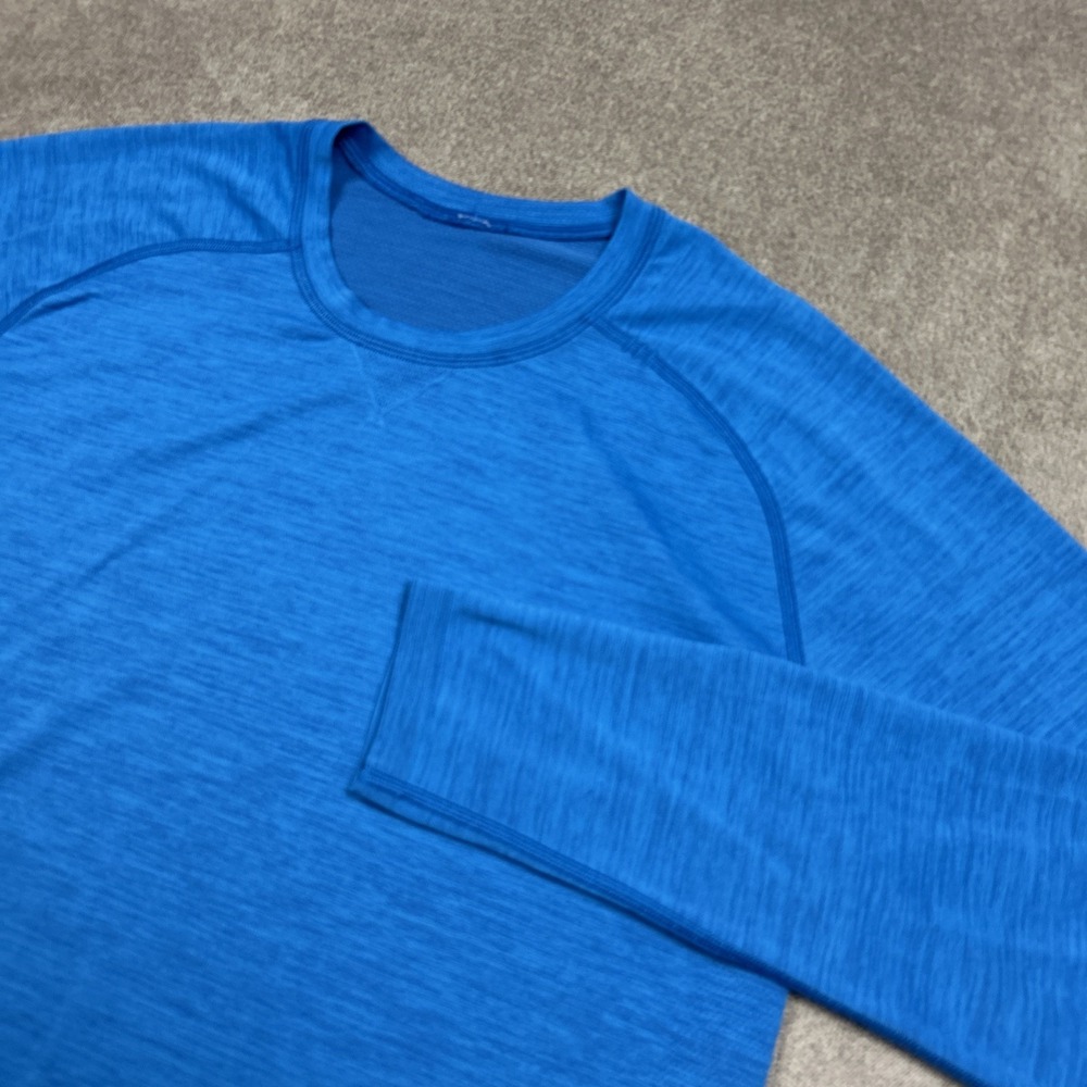 Lululemon Shirt Mens Large Metal Vent Long Sleeve Heather Blue Active Gym Stretc